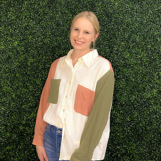 Shirts & Tops - The Elizabeth Color Block Button Up