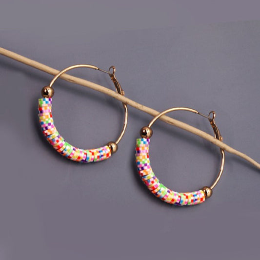 Earrings - Colorful Beaded Hoop Earrings