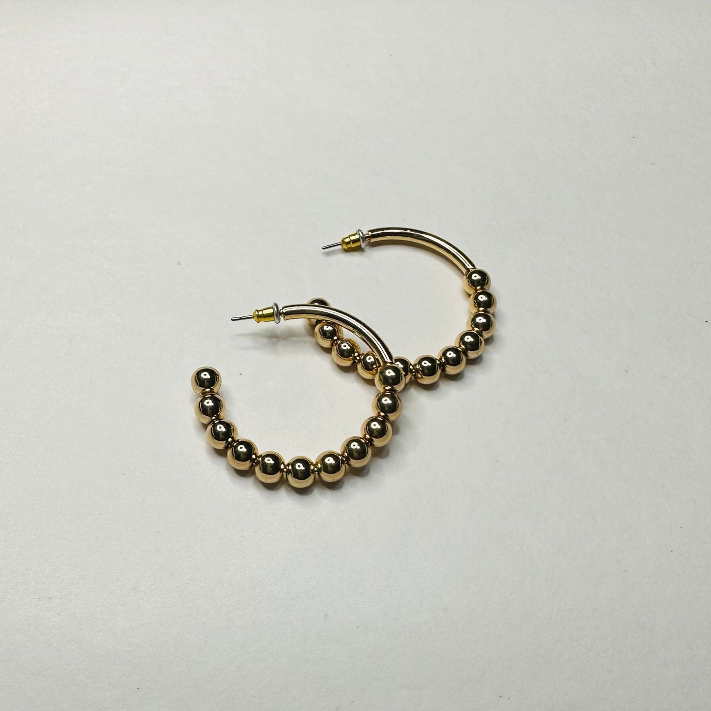 Earrings - Gold Ball Hoop Earrings