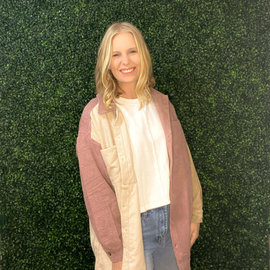 Shirts & Tops - Color Block Corduroy Shirt/Dress (2 Colors)
