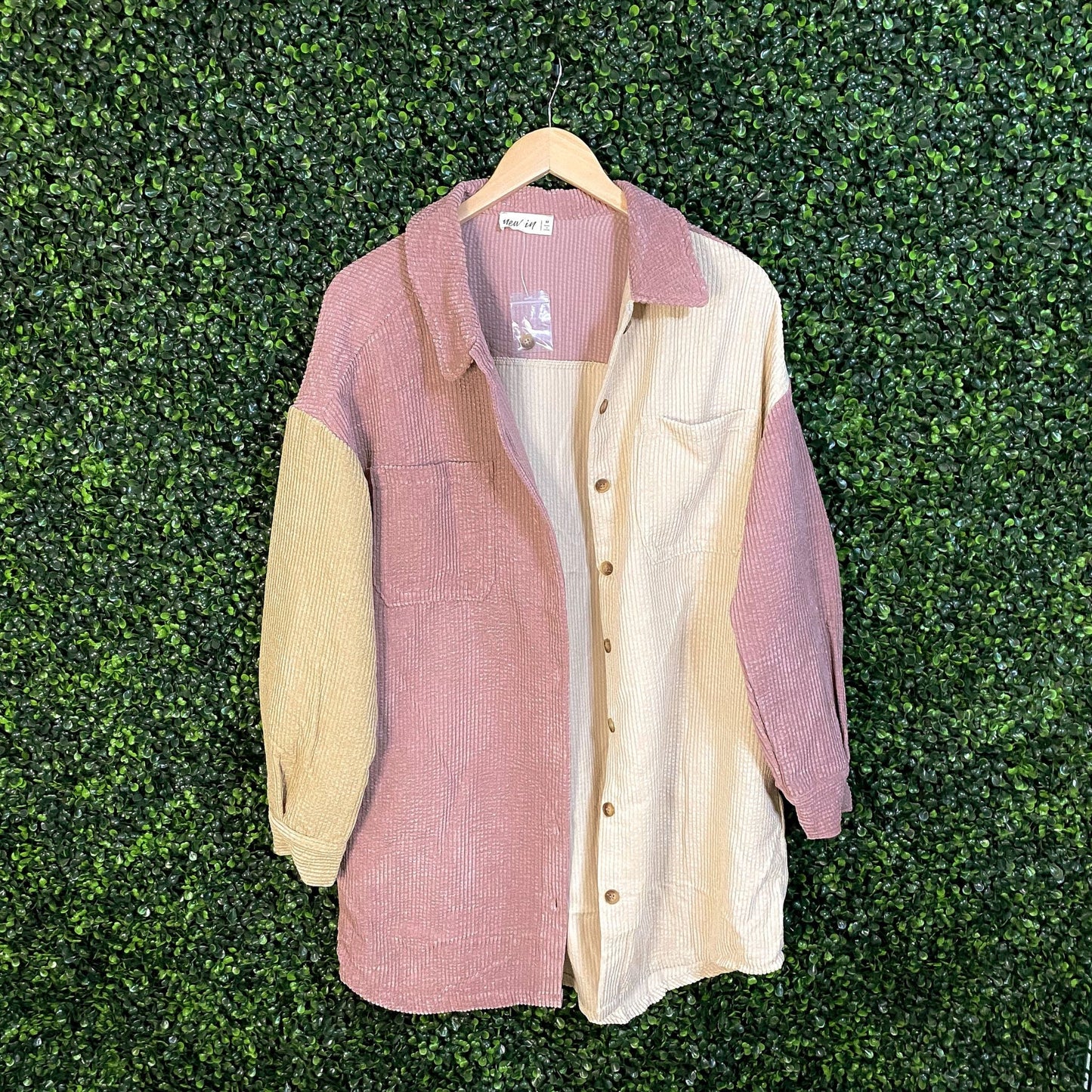 Shirts & Tops - Color Block Corduroy Shirt/Dress (2 Colors)