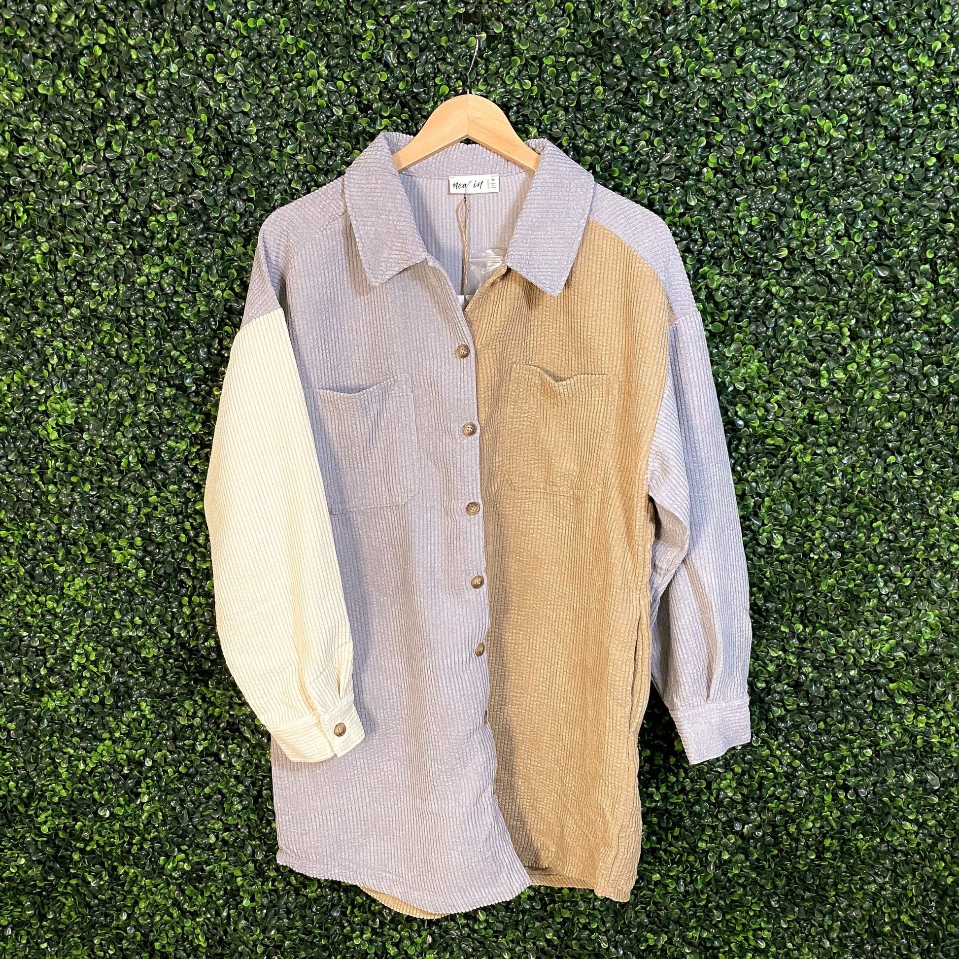 Shirts & Tops - Color Block Corduroy Shirt/Dress (2 Colors)