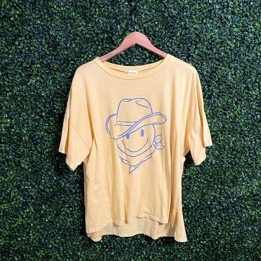 Shirts & Tops - Cowboy Smiley Face Graphic Tee